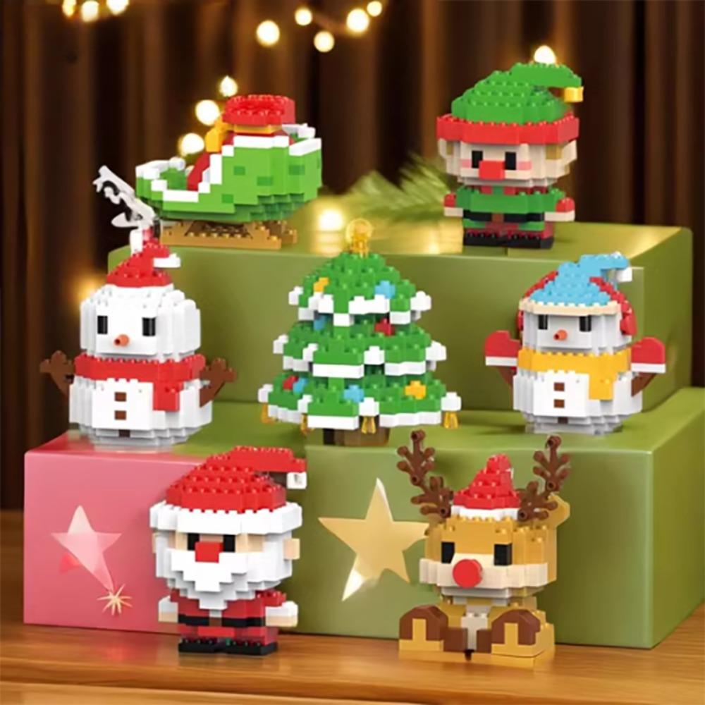 Christmas Building Block Set with Santa Claus, Snowman, and Elk - Perfect for Kids and Home Decoration