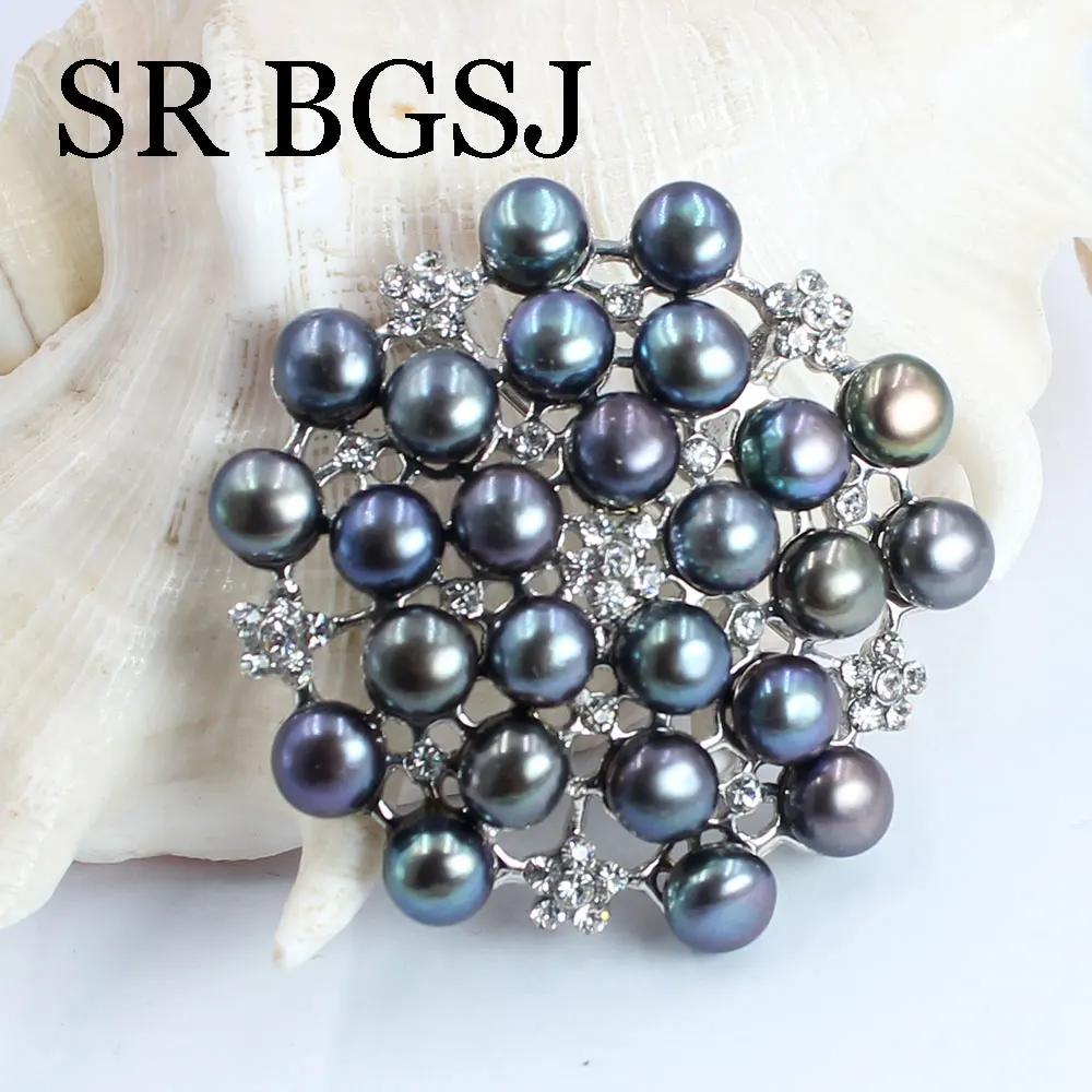Luxury Jewelry 100% Genuine Natural Freshwater Pearl Wedding Micro-inlaid Zircon Coat Women All Match Accessories Pin Brooch