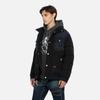 Fukushin Evisu AW23 Trademark Embroidered Denim Patchwork Regular Fit Stand Collar Down Jacket Men jackets Black 2EAHTM3NJ1036XXPL