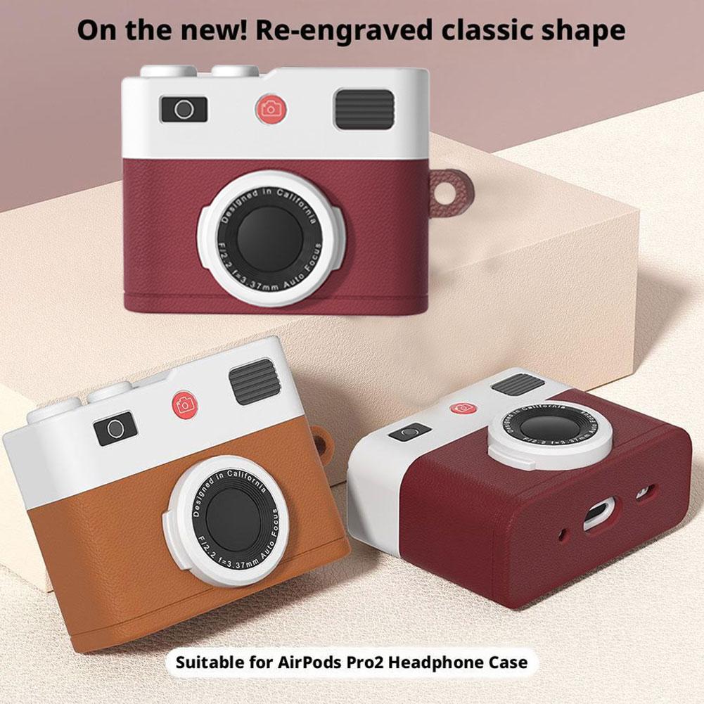 Retro Camera Design Case for AirPods Pro 3 Soft Silicone Protective Cover Shockproof Anti Scratch Wireless Charging Compatible