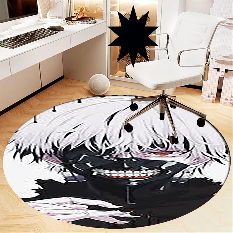 Tokyo Ghoul Printed Round Rug Carpet Chair Rug Area Rug Entryway Doormats,for Office Chair Living Room Bedroom Kitchen Room.