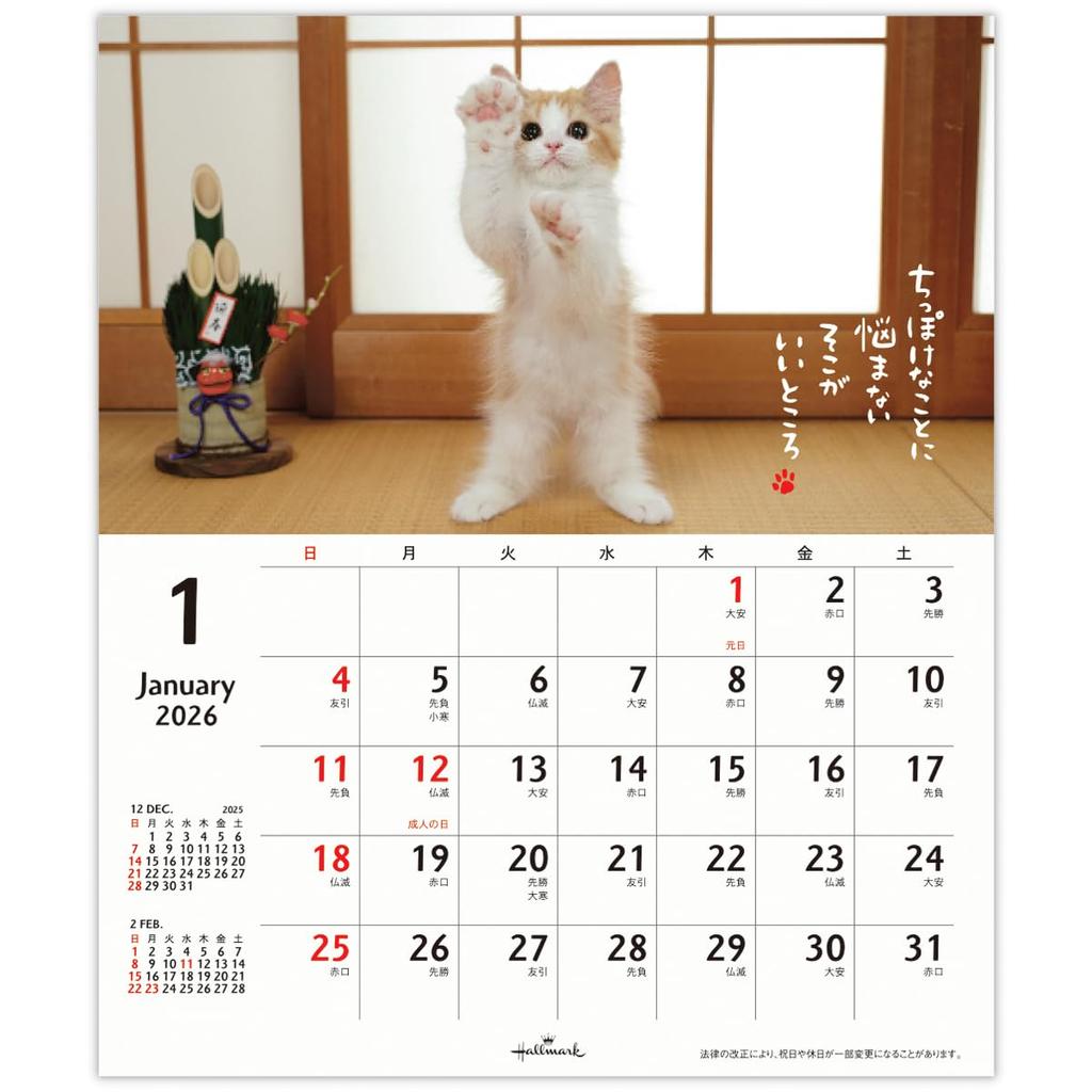 Hallmark 2026 Wall 845407 Calendar, Small, Homenyanko,