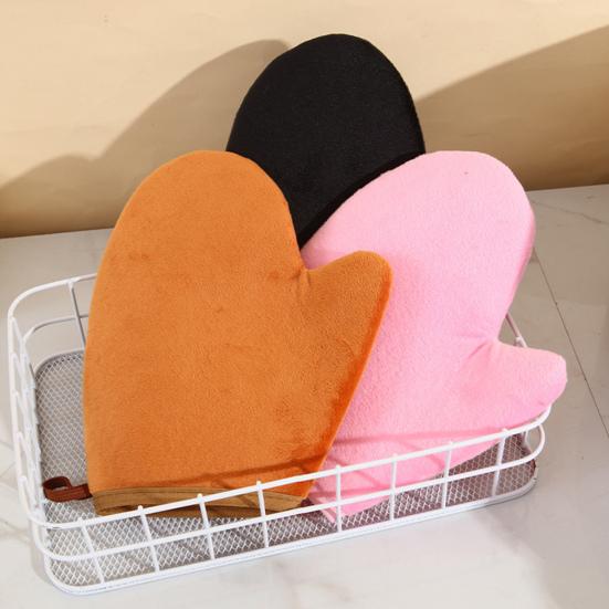 2Pcs/Set Body Lotion Gloves Self-Drying Design Non-Stick Quick-Drying Reusable Flocking Material Apply Lotion Body Care Gloves