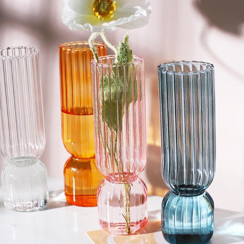 Nordic Glass Vase Small Glass Vases Flower Arrangement Home Decoration Accessories Modern Living Room Glass Ornament