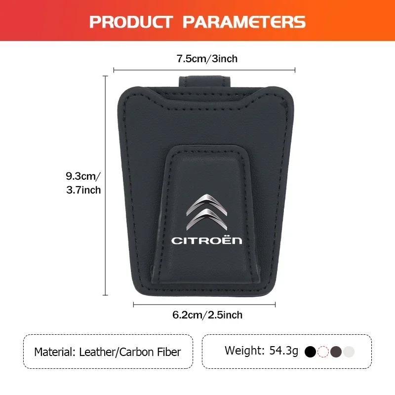 Car Sunglasses Holder Sun Visor Leather Hanger Ticket Card Clip For Citroen C4 C3 C5 C1 C2 C6 VTS C4L DS3 DS4 DS5 Grand Berlingo