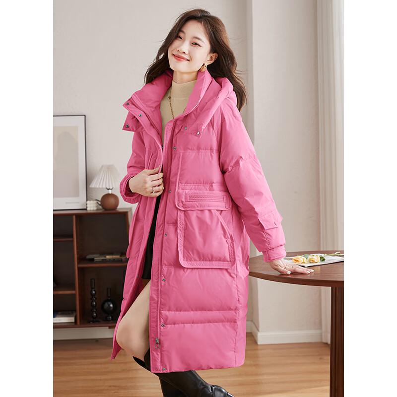 FENGXUN Women's Casual Long White Duck Down Winter Coat
