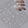 Abstract Silver 5D Nail Art Sticker Elegant French Curve Asymmetric Line Fragments Modern Artistic Self Adhesive Manicure Decal