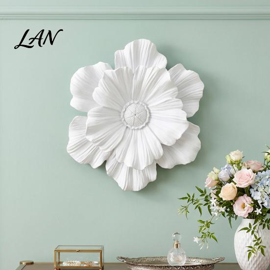 Home Wall Embellishments 3D Resin Flower Decoration, Modern Floral Art Sculpture, Decor Hanging Ornament for Living Room, Home, Office