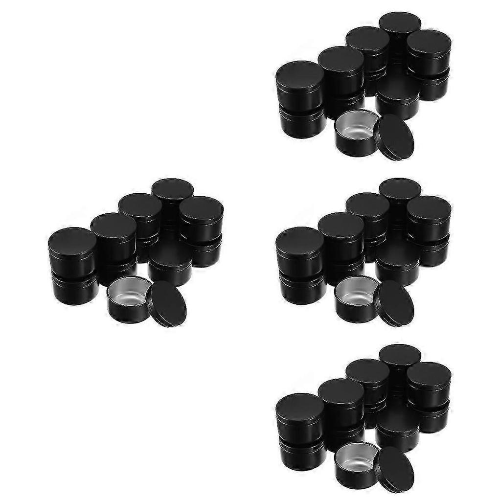 Candle Jar Aluminum Candle Tin for Storage 48Pcs Black Round Metal Containers