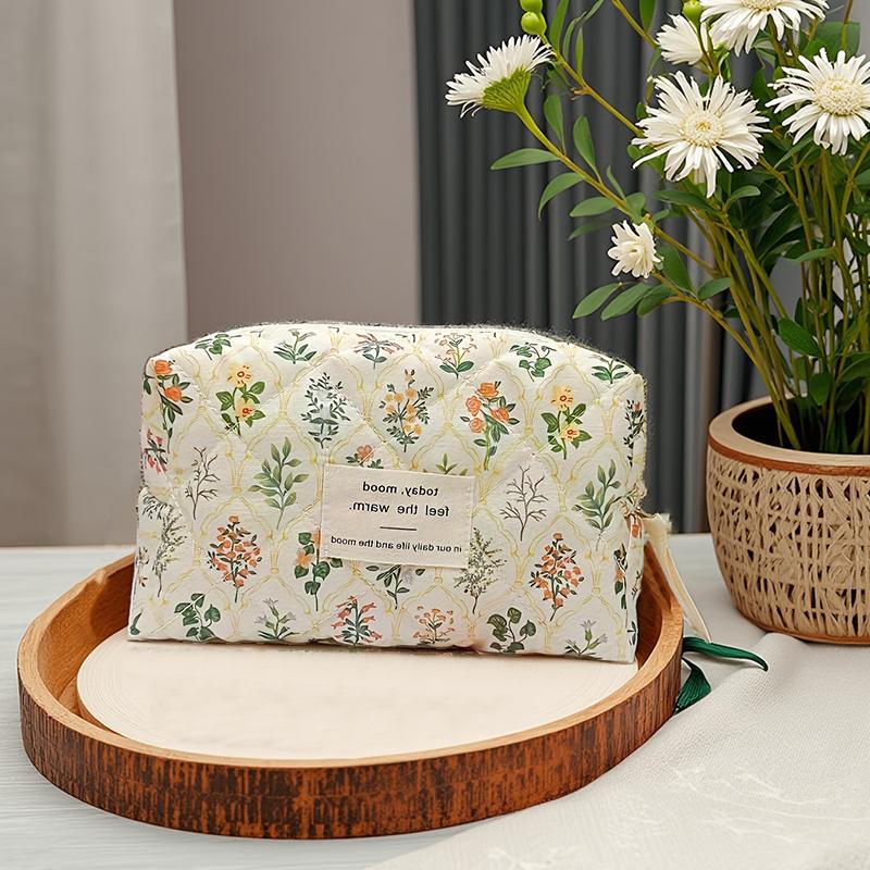 Floral Print Travel Portable Minimalist Large Capacity Soft Storage Makeup Bag
