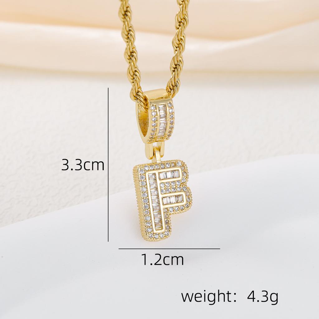 2025 New Initial Letter Necklace Women Men Cubic Zirconia Initial Pendant Necklace Rope Chain English A-Z Letter  Gift