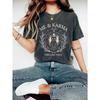 Plus - Size Dark Grey Short - Sleeve Tee with “ME & KARMA...” Mystical Cat Graphic