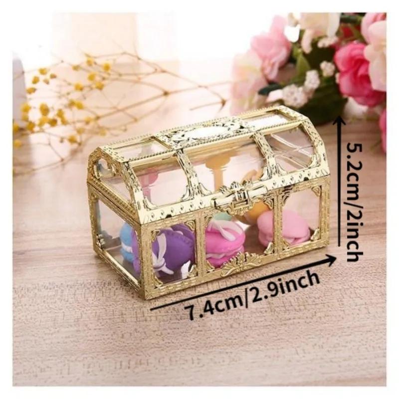 6PCS Plastic Transparent Box Crystal Gem Candy Box Storage Organizer Chest Box Treasure Jewelry