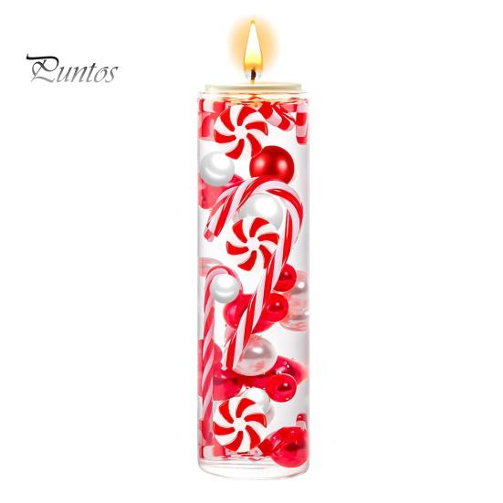 Christmas Vase Filler Set Colored Fake Candy Cane Beads Floating Faux Pearls Candle Cup Filler for Home Table Decor Party Decoration