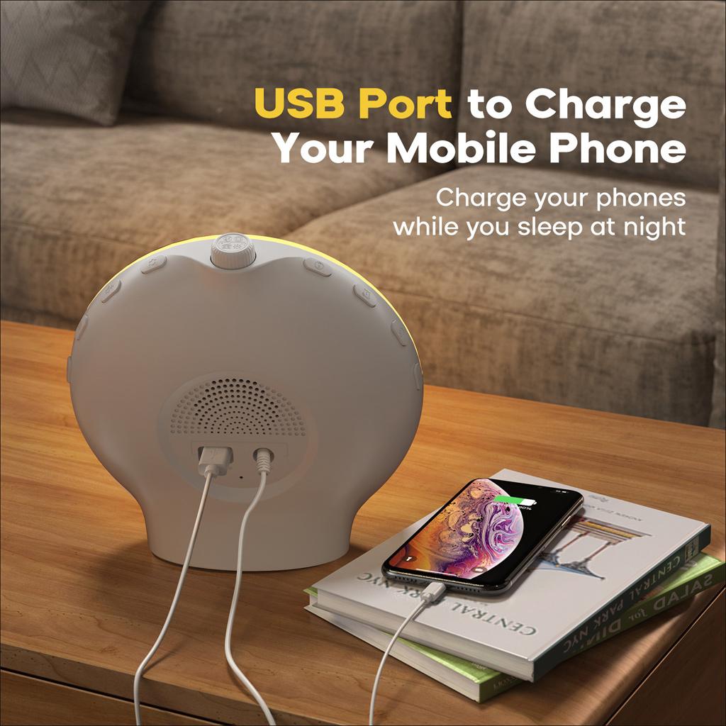 Sunrise Simulation Alarm Clock Wake Up Light 7 Natural Sounds 8 Sleep Music FM Radio Dual Alarms Snooze Colorful RGB Ambient Light