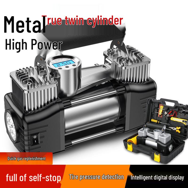 Umflator electric portabil de mare putere pentru anvelope: Cilindru dublu, Multifuncțional pentru Sedan