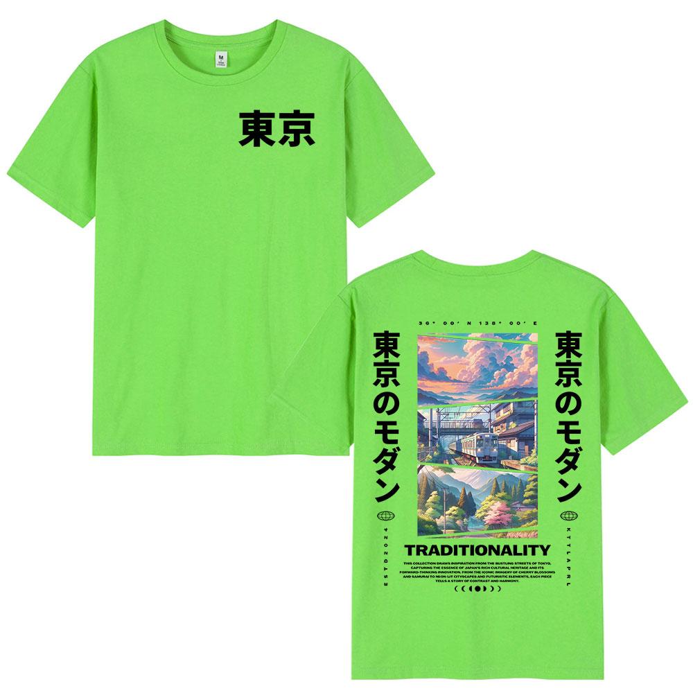 Japanese Tokyo Cherry Blossoms T Shirts Unisex Unisex Clothing Short Sleeve 100 Cotton T Shirt Fashion Harajuku Tshirt Streetwear