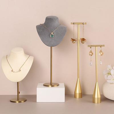 Jewelry Stand Display Necklace Holder T-Bar Plated Metal Tabletop Jewelry Organizer Tower for Show Jewelry Hanging Pendant
