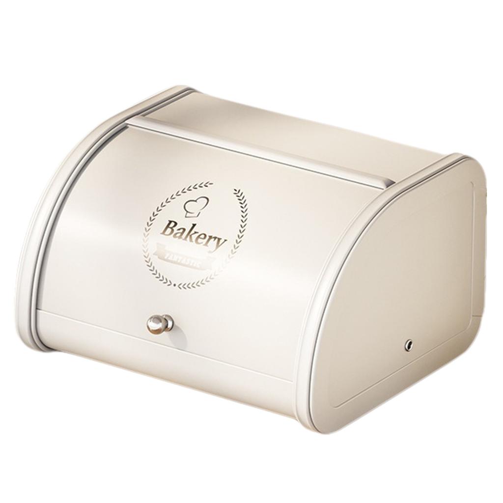Bread Bin Container with Roll-up Lid Retro Kitchen Storage Box Large Capacity Bread Boxes Holder Stainless Steel for Baked Goods