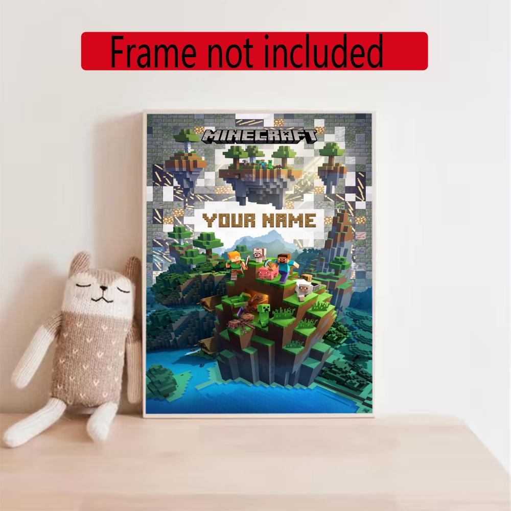 Minecraft Personalized Name Diamond Paintings Mosaic Wall Round Diamond Art Painting Kits Embroidery Crystal Accessories Frameless