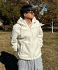 Chasecult Unisex Fleece Boa Hooded Zip-Up Jumper - Ivory