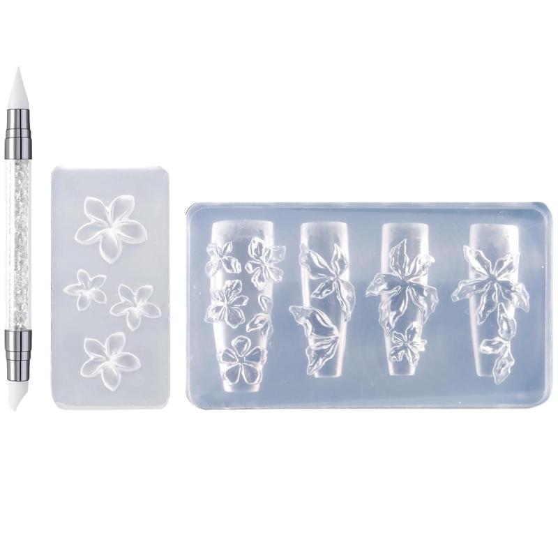 

3D Relief Egg Flower Nail Art Silicone Mold,Floral Petal Design Nail Art Carving Template 3Pcs/Set