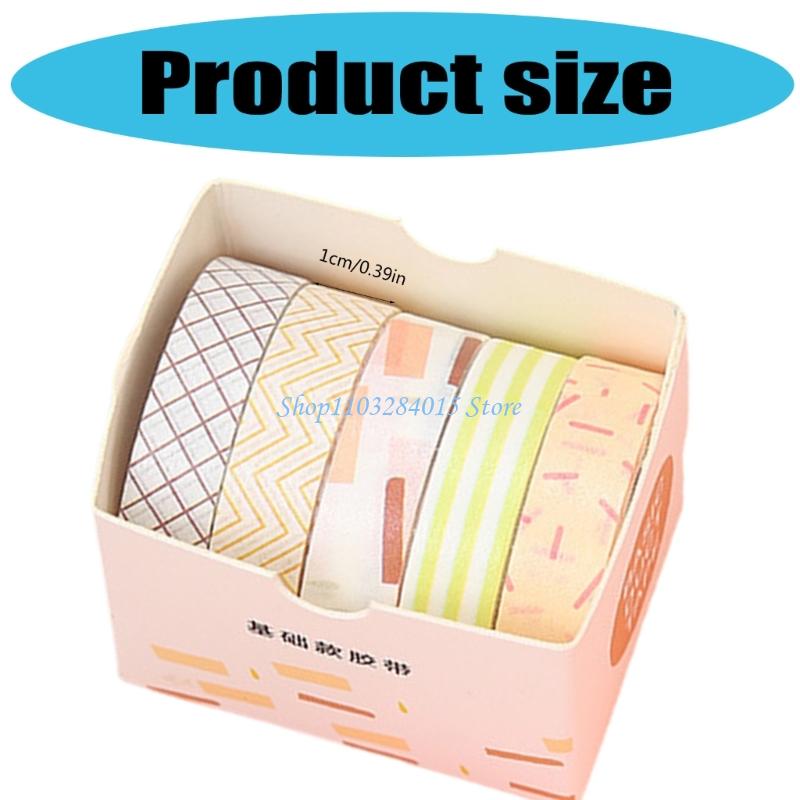 R6FF 5Rolls Decorative Tape for Art Craft 10mmx2m Scrapbooking Decoration Tape Craft Supplies for Journal Planner Wrapping