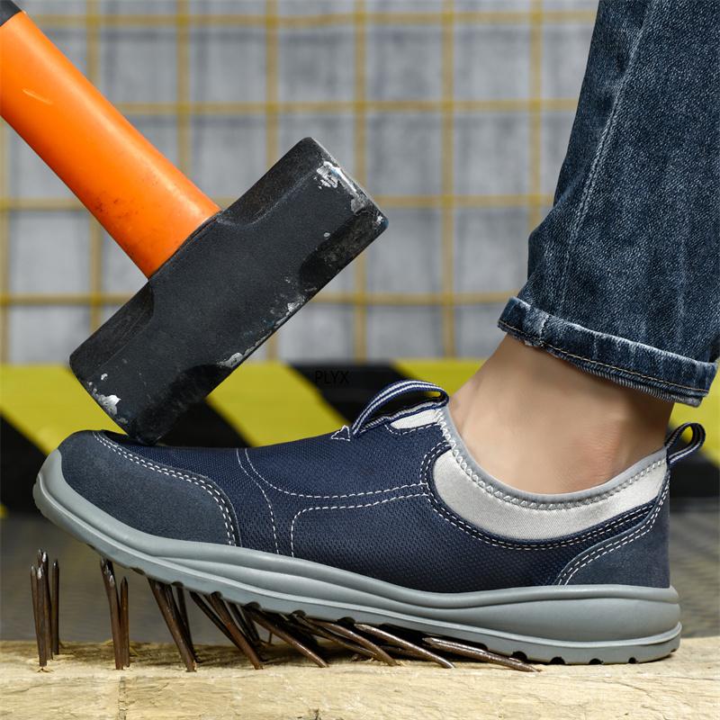 Composite Fabric Men Labor Shoes Sneakers Steel Toe Cap Indestructible Work Safety Boots Soft Anti Puncture Male Footwear