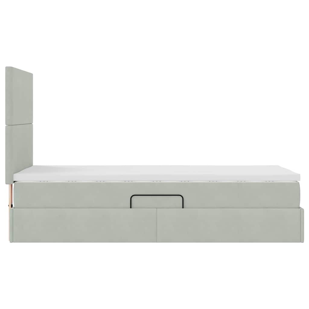 Storage Bed with Mattress Light Grey 90 x 200 cm Velvet