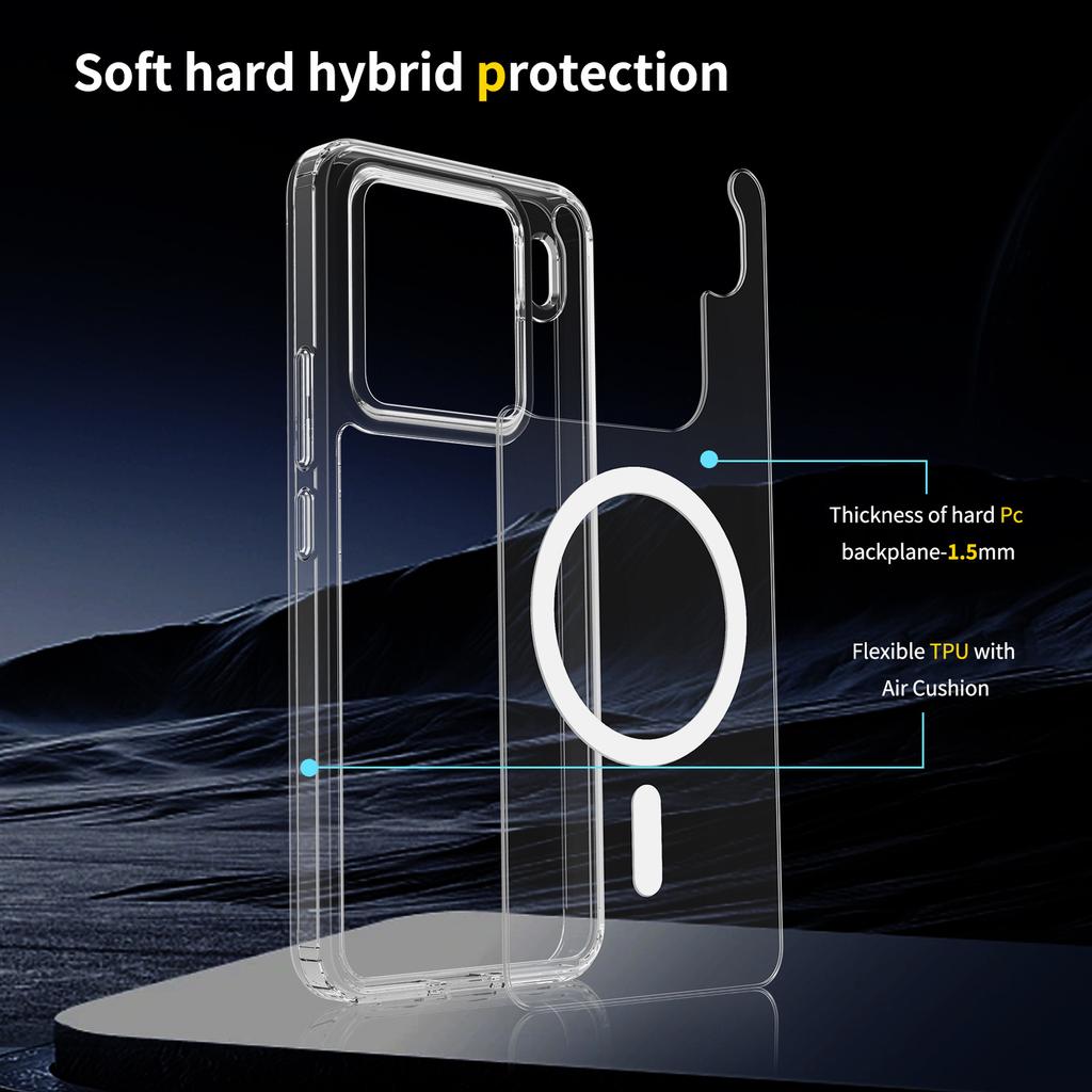 For Xiaomi 15Ultra Phone Case 15t Fully Transparent Magnetic Suction All Inclusive Xiaomi 14pro Ultra-thin Protective Case