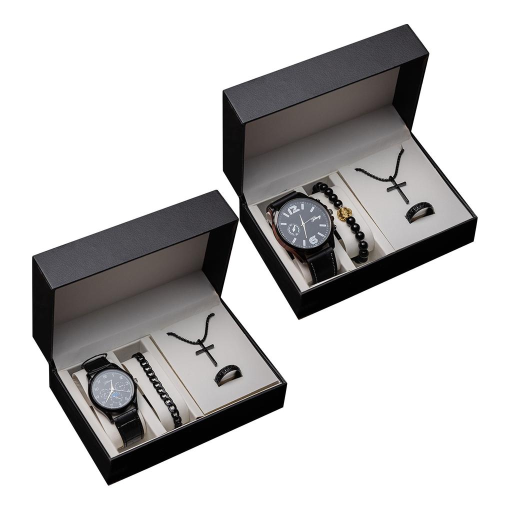 Men's Watch Set Father's Day Gift Box Quartz Watch Men's Watch Bracelet Souvenir Business Gift For Daddy, Husband And Grandfather
