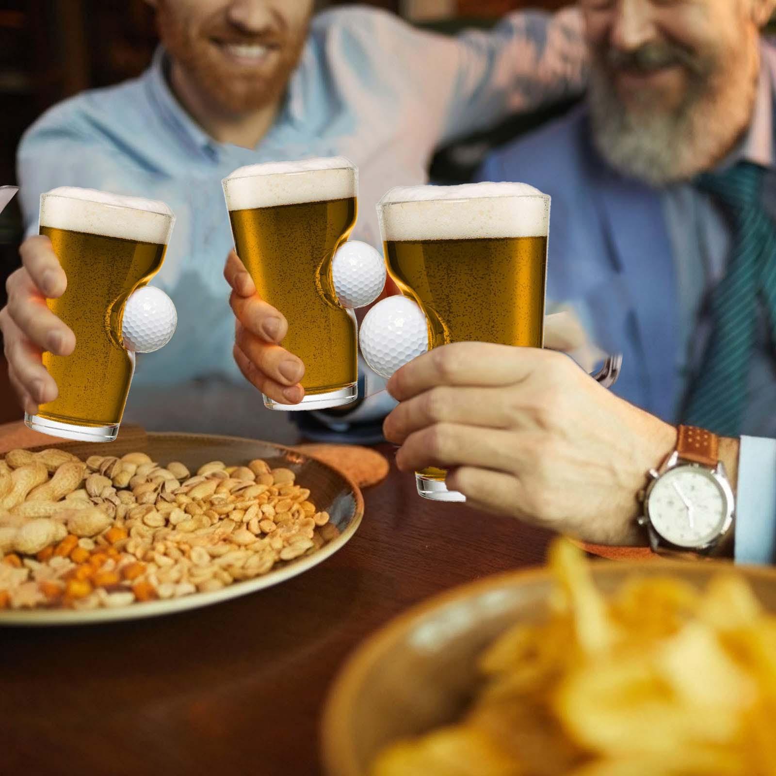 

Бокал для пива с настоящим мячом для гольфа, встроенным в пинту для гольфа, для мужчин, подарки для гольфа