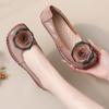 2025 Spring Handmade Genuine Leather Floral Moccasins for Women - Soft Sole, Shallow Mouth, Flat Bottom