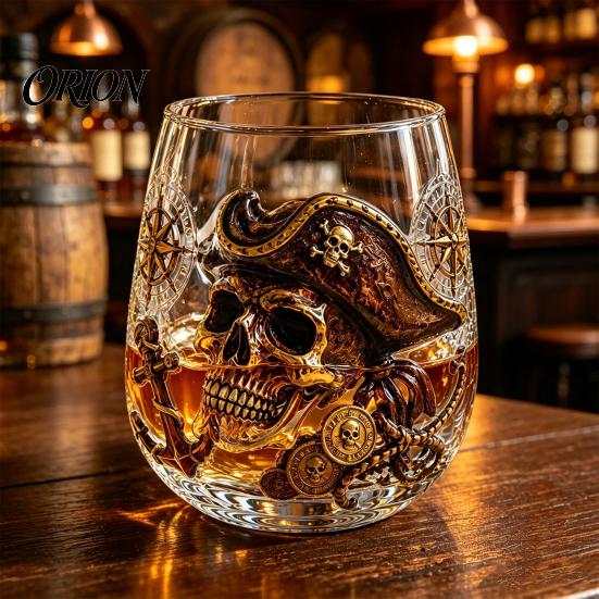 Gifts for Whiskey Lovers Octopus Pirate Glass, Sea Creature Tentacle Engraved Tumbler, Embossed Nautical Theme Wine Glass Rocks Rum Bourbon,