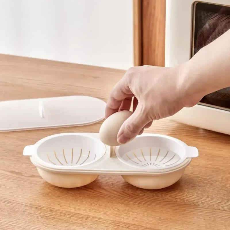 1pc Microwave Eggs Poacher,Double-Cup Egg Boiler,Kitchen Gadget, Hot Spring Egg Mold ,Cooking Tools, Egg Maker