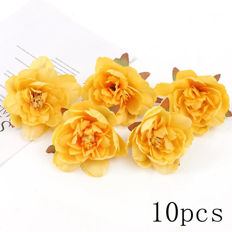 Orange Series Silk Artificial Flowers for DIY Headdress, Clothing Accessories, and Decorative Straw Hat Embellishments.