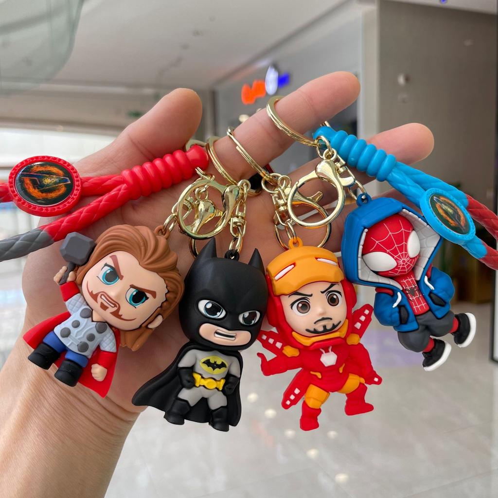 Figure Spiderman Deadpool Keyring Pendant Keychain Car Key Chain Key Ring Mobile Phone Bag Decor Jewelry Accessories Gift