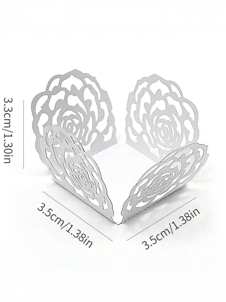 50pcs Chocolate Packing Hollow-Out Rose Baking Dessert Tray Paper Candy Paper Box For Wedding Birthday Party Decoration Supplies