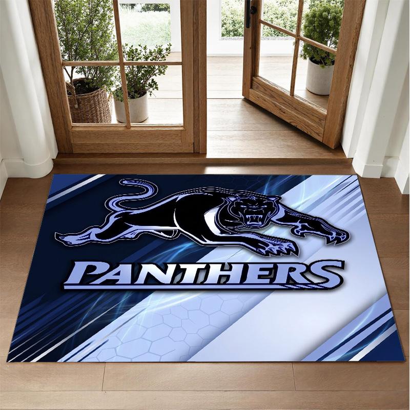 Penrith Panthers Design Crystal Velvet Rug Soft Decorative Mat for Bedroom Entrance