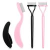 4 Pcs Eyelash Mascara Separator Tool, Portable Eyelash Comb Mascara Brushes, Pink Makeup Applicator Eye Makeup Metal Teeth For Combing,