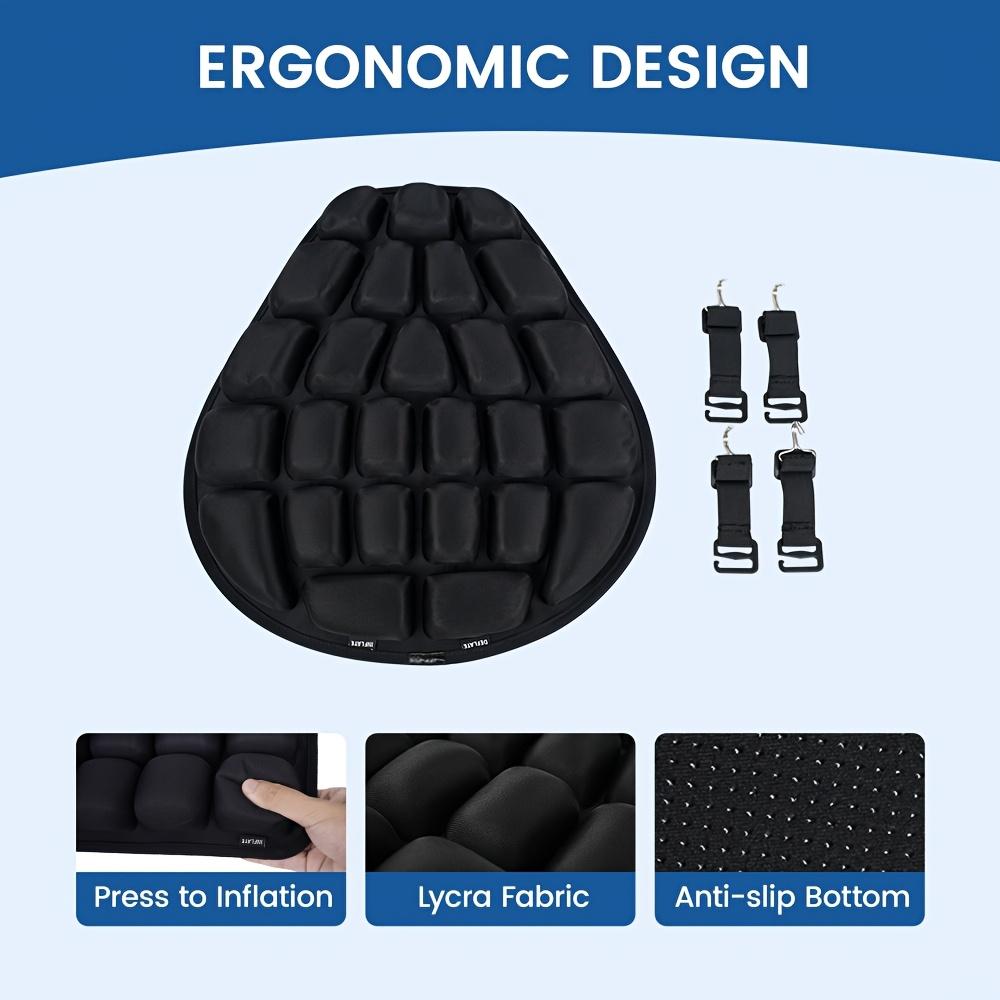 3D Motorcycle Air Cushion, Pressure-Relieving Shock-Absorbing Breathable Motorcycle Seat Cover, Portable And Foldable with Deflation Feature, Designed