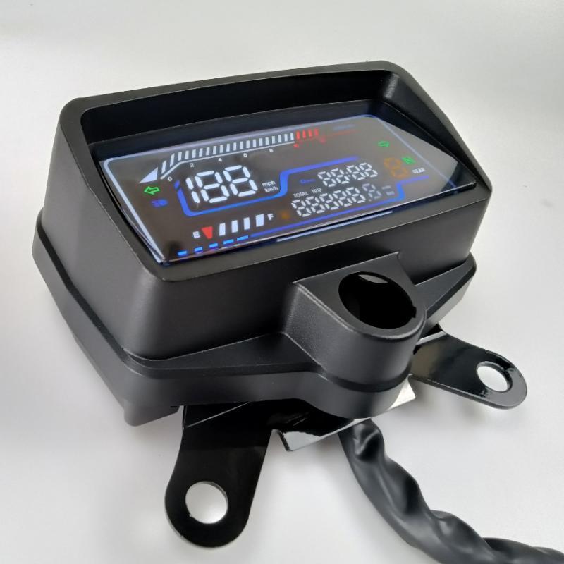 Digital Motorcycle Speedometer Odometer Clock with Gear Display Multifunction Plastic Gauge Dashboard Panel for Universal Bikes