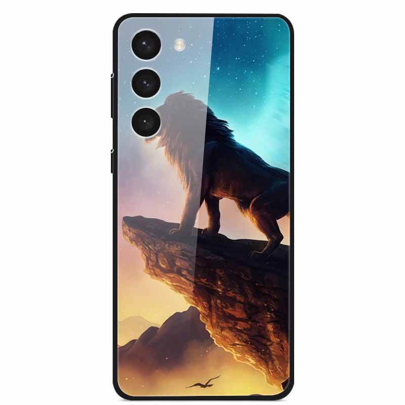 Tempered Glass Case For Samsung S23 Plus 5G Cover Galaxy S 23 Space Hard Back Coque For Samsung S23 Ultra S23+ Bumpers Funda Cat