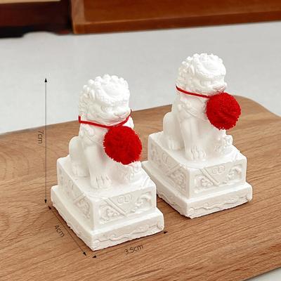 Ein Paar Glücks-Reichtums-Steinschnitzereien Löwenstatuen Chinesisches Feng Shui Qilin Ornamente Heim Wohnzimmer Ornament Desktop Maskottchen