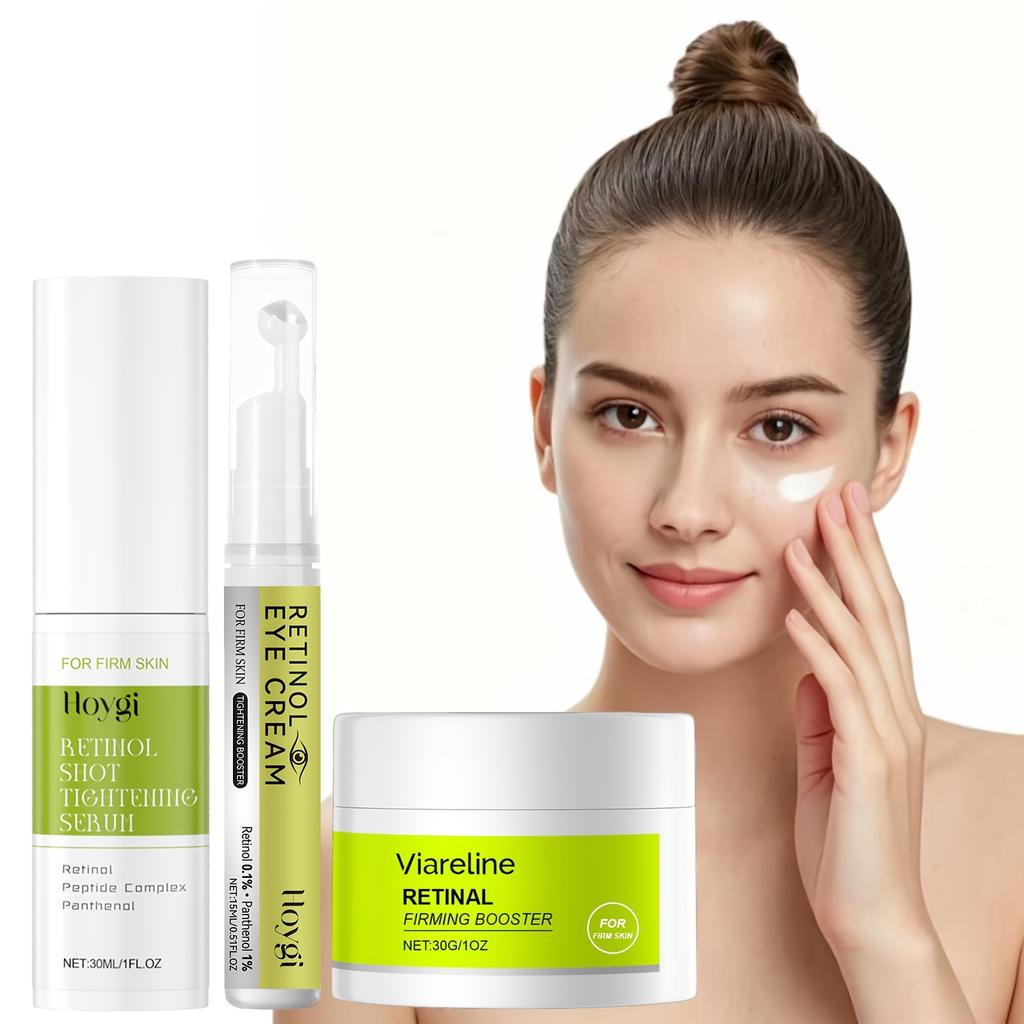 1 Set 3 Stück 30ml Retinol Shot Straffendes Serum 15ml Retinol Augencreme 30g Retinal Straffender Booster Creme Hautpflege Set
