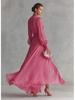 Spring 2026 Women's Elegant V-Neck Tie-Waist Chiffon Dress