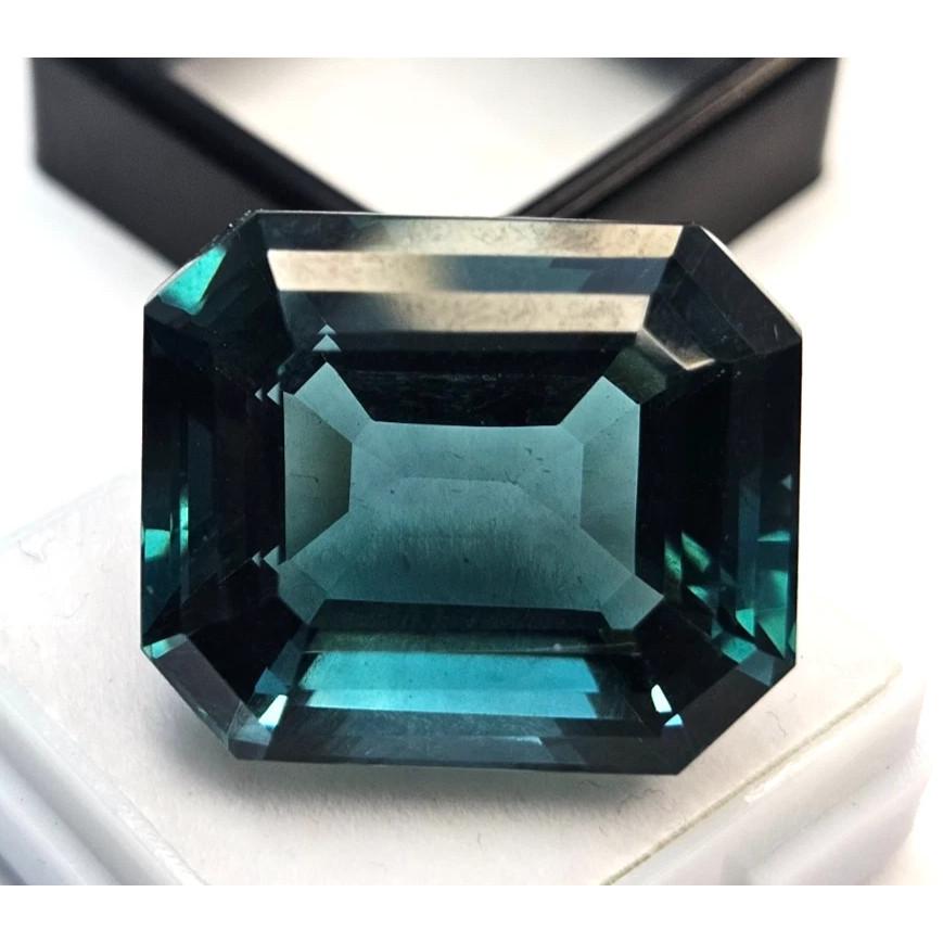 Natural Teal Blue Tourmaline 38+ Ct Emerald Cut Certified Fabulous Gemstone