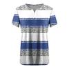 Women's Large T-shirt Summer Casual Print V-neck Short Sleeve Pocket Top
