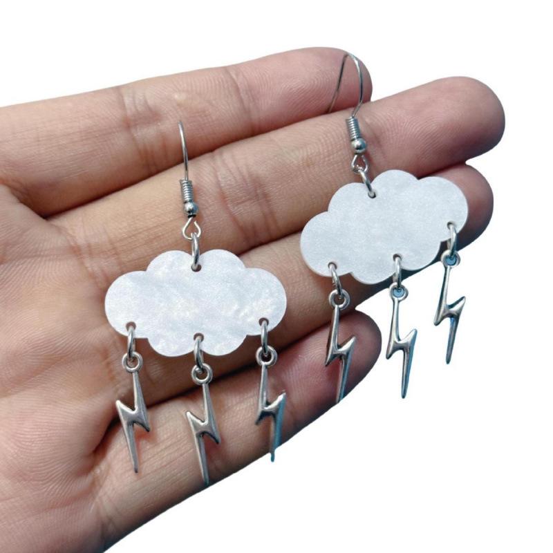 Creative Gradient Rainbow Cloud Acrylic Earrings - Unique Design for Women