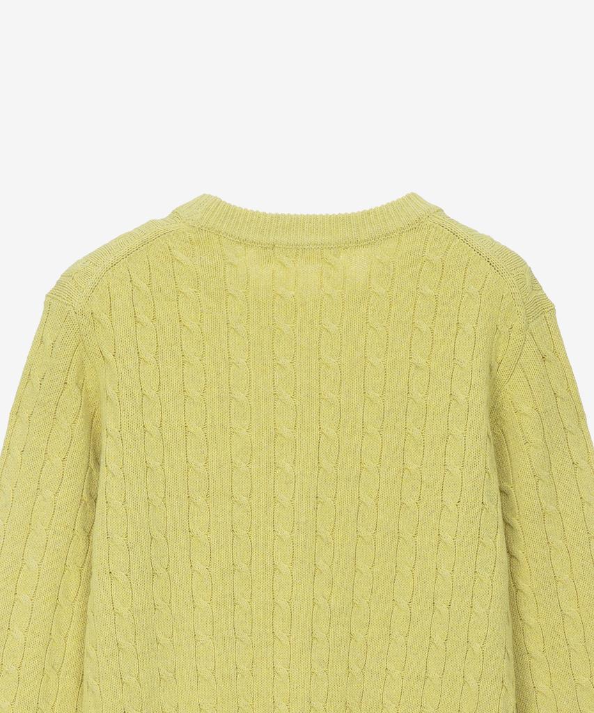 BASIC HOUSE Women'S Cable Round Neck Crop Knit Lemon Yellow Lykt7201